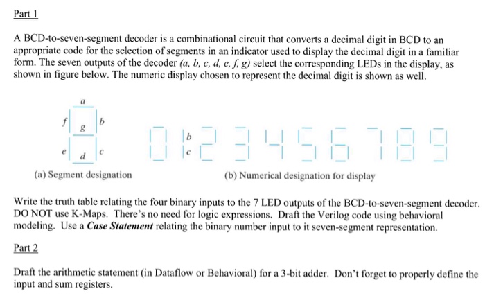 Solved A Bcd To Seven Segment Decoder Is A Combinational 6945