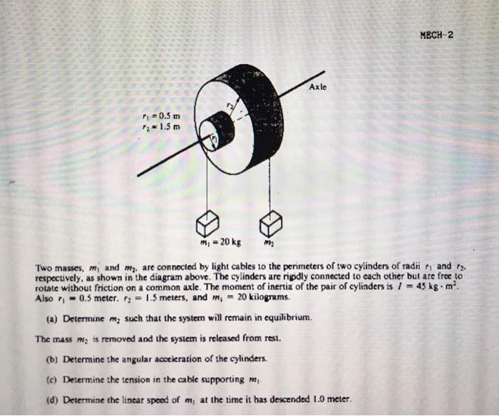 Solved Two Masses M 1 And M 2 Are Connected By Light