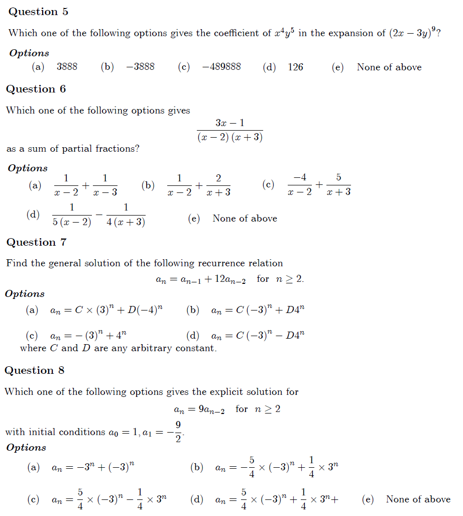 Solved Question 5 Which one of the following options gives | Chegg.com