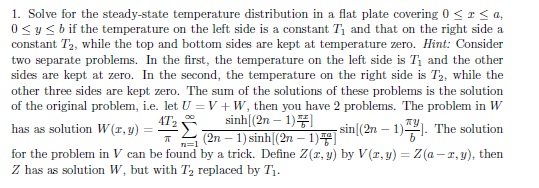 Solved 1. Solve for the steady-state temperature | Chegg.com