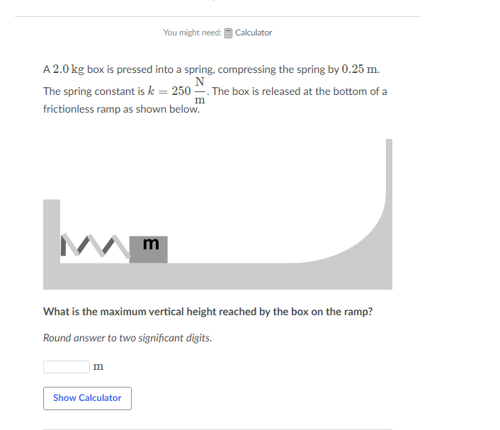 Solved A 2.0 kg box is pressed into a spring, compressing