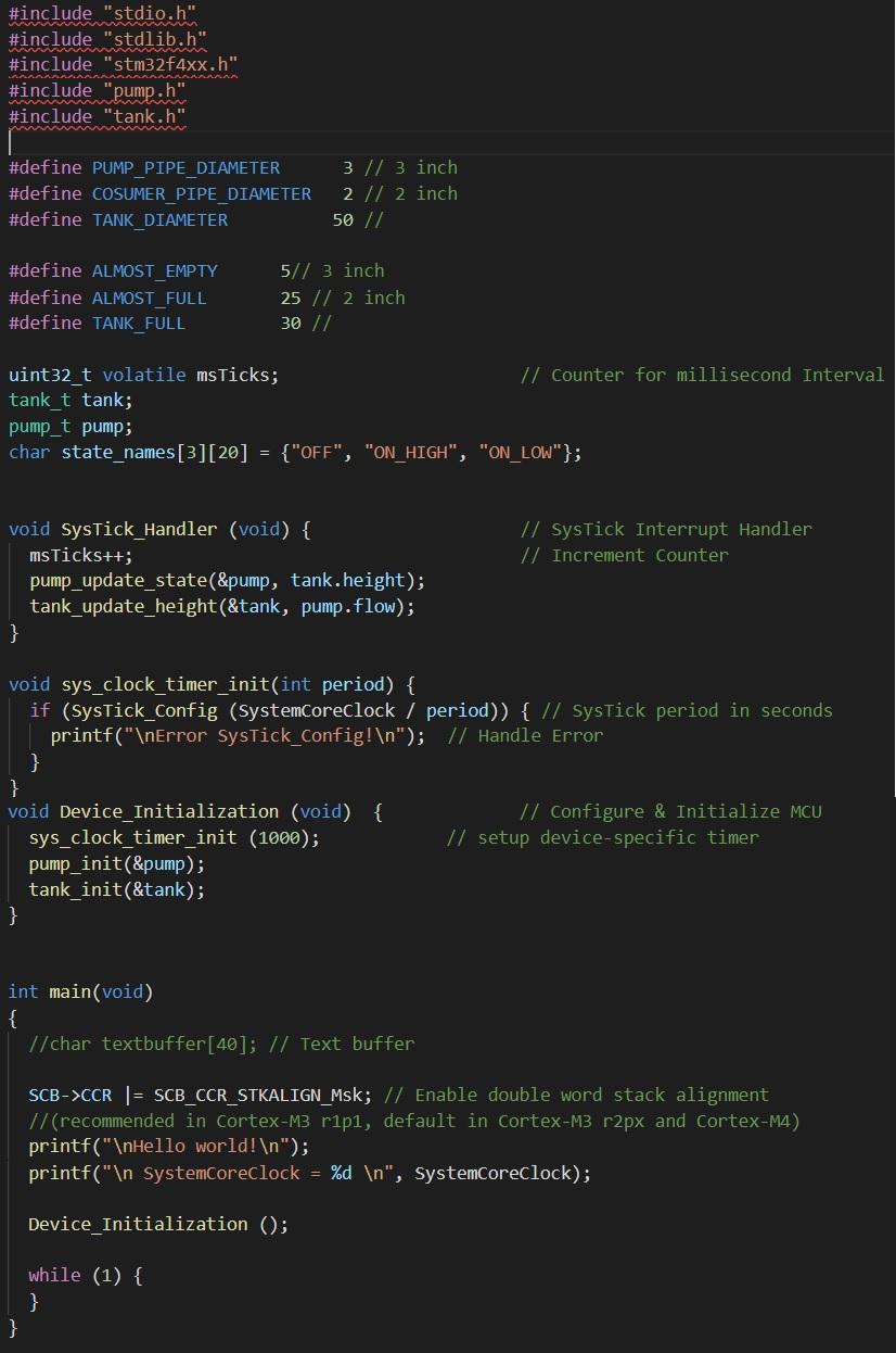 Solved Write C code to implement a water pump | Chegg.com
