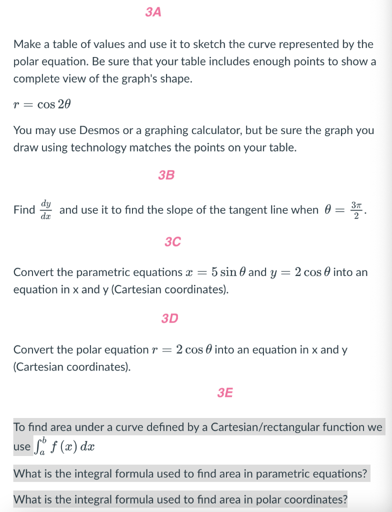 Solved 3A Make a table of values and use it to sketch the | Chegg.com