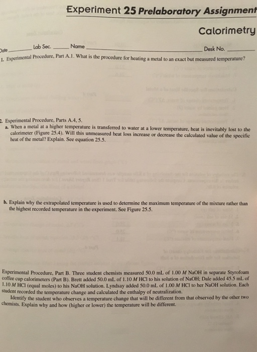 Experiment 25 Calorimetry Pre-Lab Answers – Mastering the Art of Heat Measurement