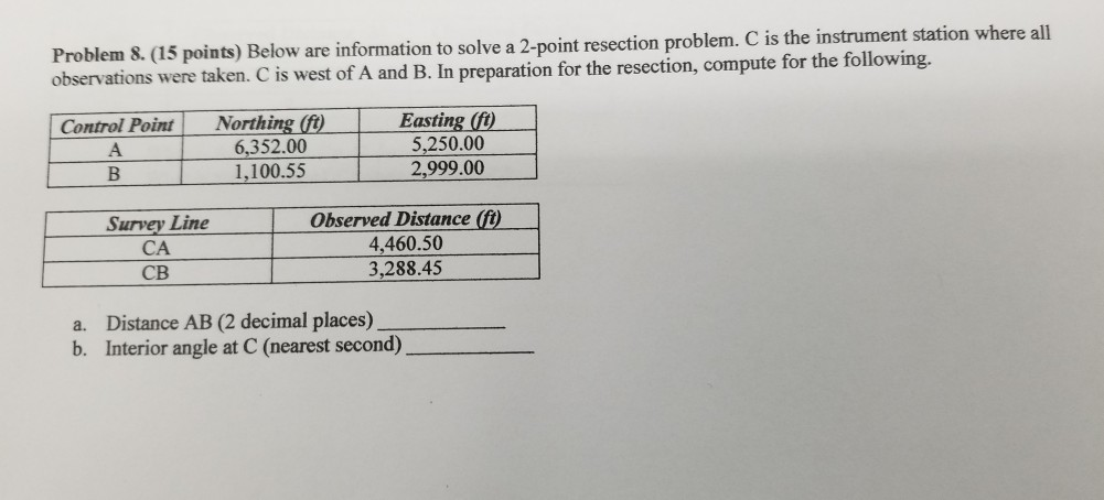 Solved Problem 8. (15 points) Below are information to solve | Chegg.com