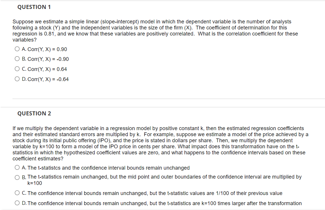 Solved QUESTION 1 Suppose we estimate a simple linear | Chegg.com