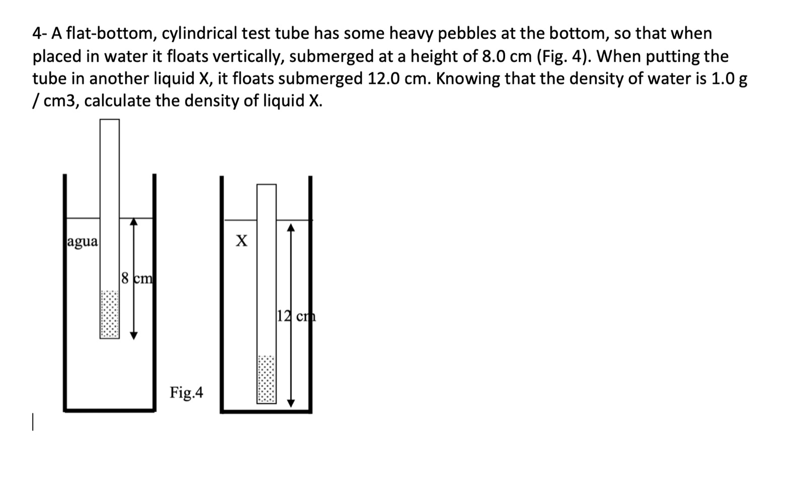 Solved 4- A flat-bottom, cylindrical test tube has some | Chegg.com