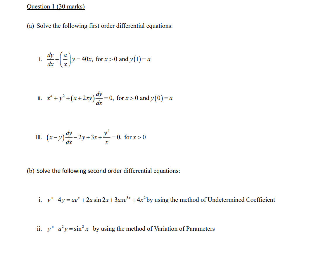 Solved Question 1 (30 marks) (a) Solve the following first | Chegg.com