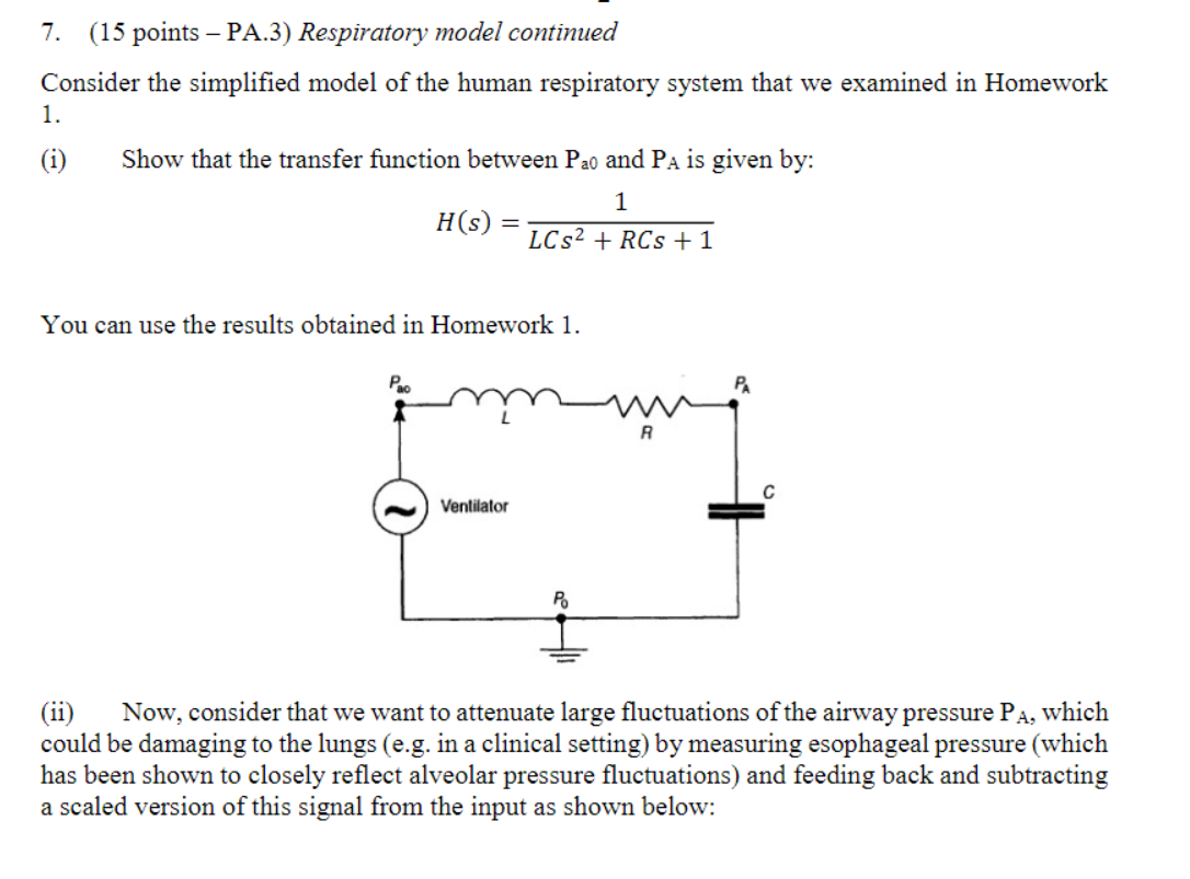 Solved 7. (15 points - PA.3) Respiratory model continued | Chegg.com
