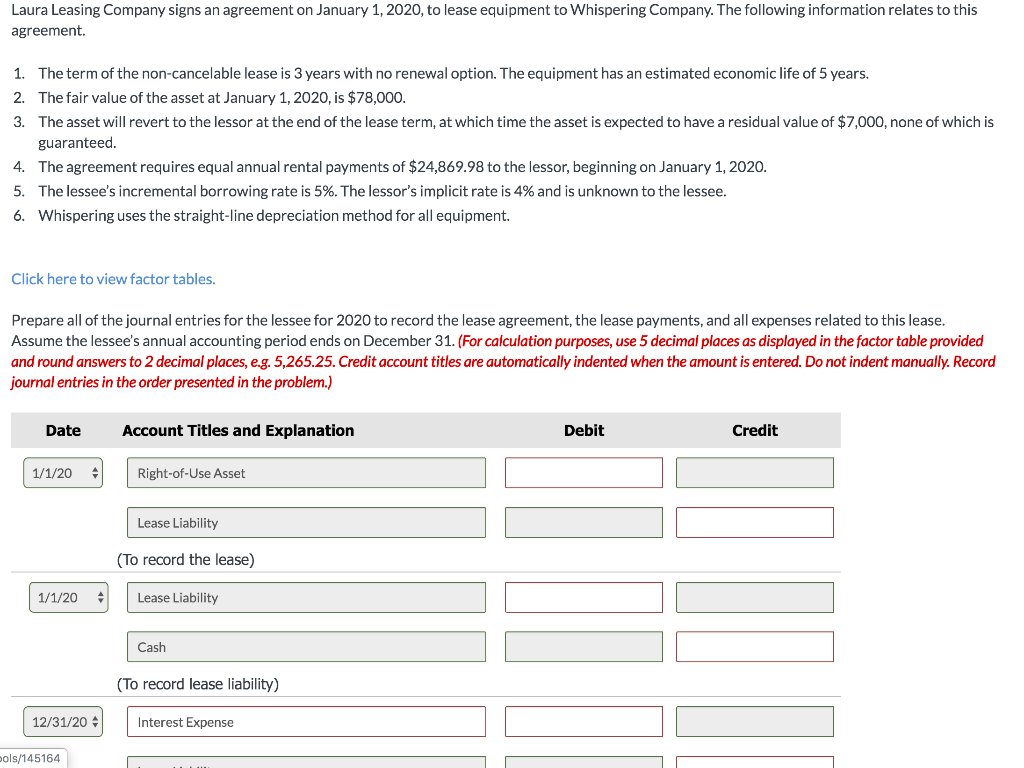 Solved Laura Leasing Company signs an agreement on January