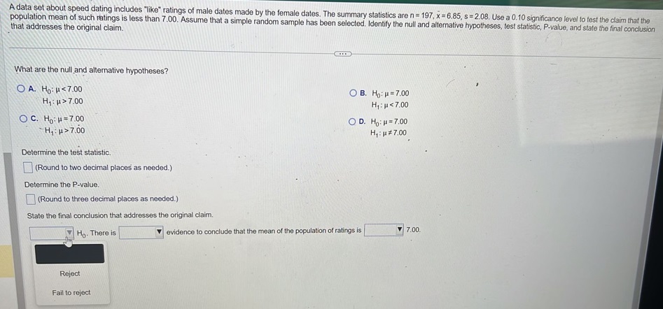 Solved State the final conclusion that addresses the | Chegg.com