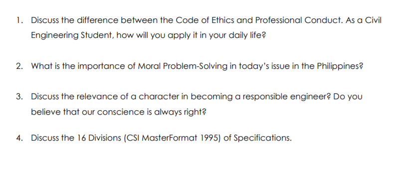 Solved 1. Discuss the difference between the Code of Ethics | Chegg.com