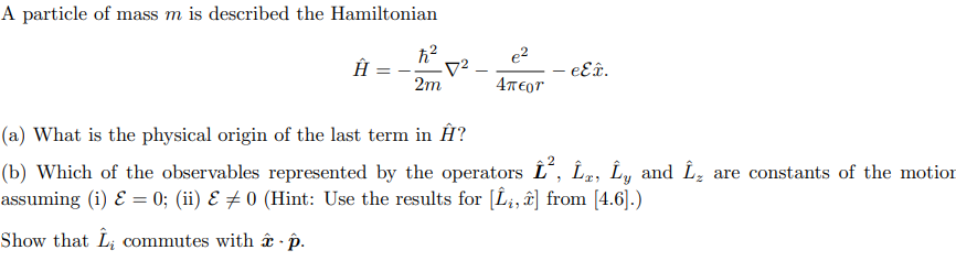 Solved A particle of mass m is described the Hamiltonian Н | Chegg.com