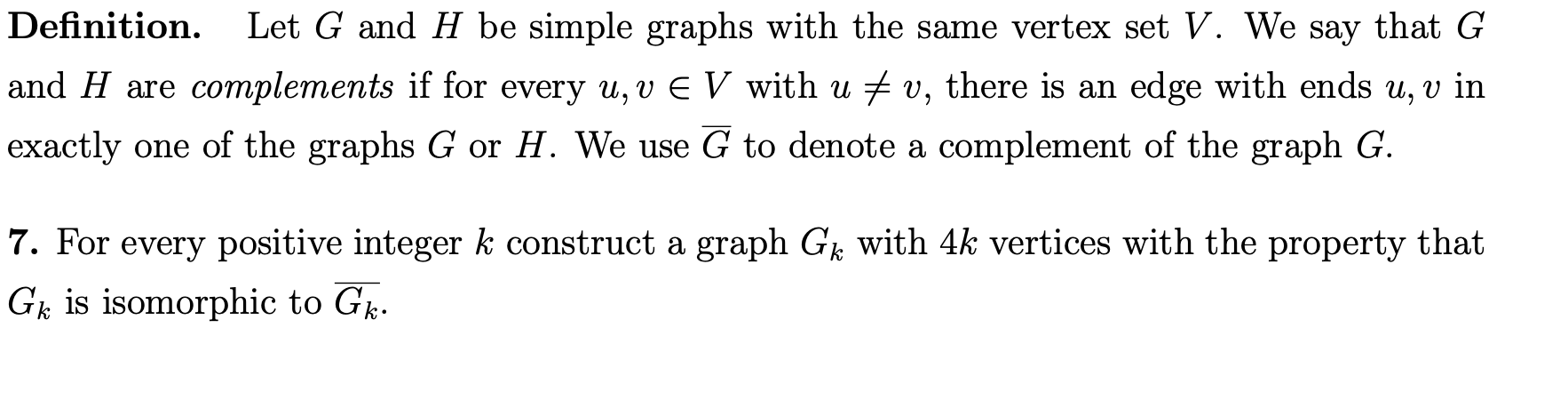 Solved Definition. Let G and H be simple graphs with the | Chegg.com