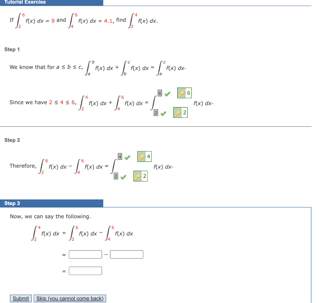 Solved Tutorial Exercise * Law) dx = 9 and lifax) dx = 4.1, | Chegg.com