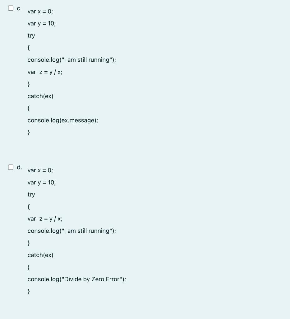 Solved Which of the following Javascript code extracts would | Chegg.com