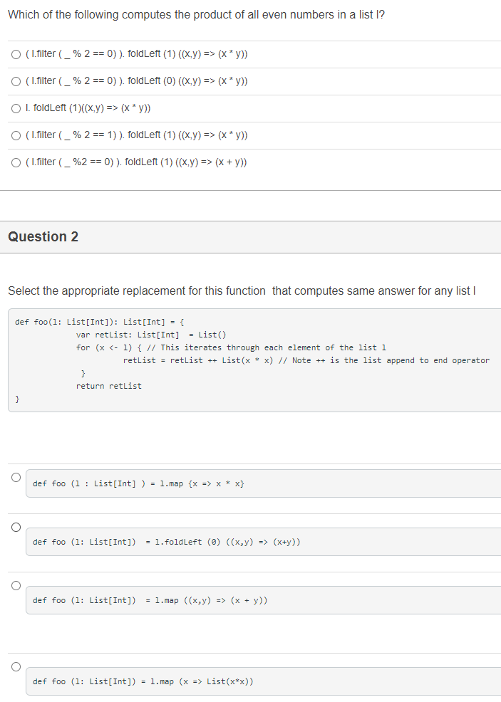 Solved Which of the following computes the product of all | Chegg.com