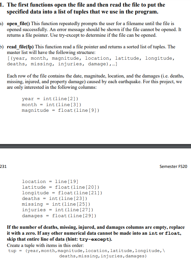 1. The first functions open the file and then read | Chegg.com