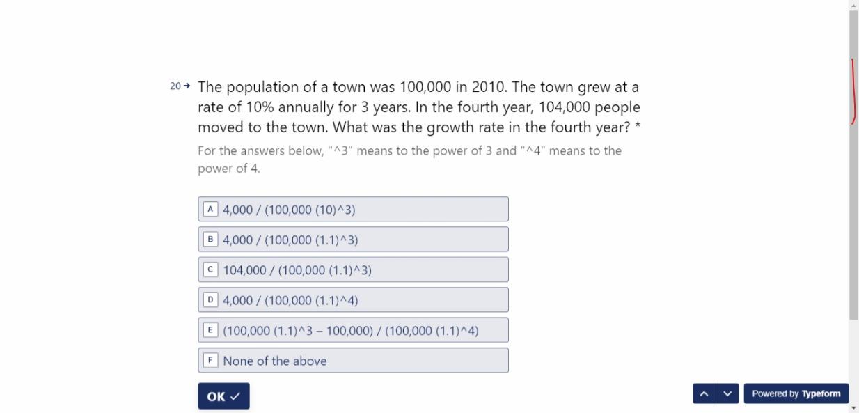 Solved 20→ The population of a town was 100,000 in 2010 . | Chegg.com
