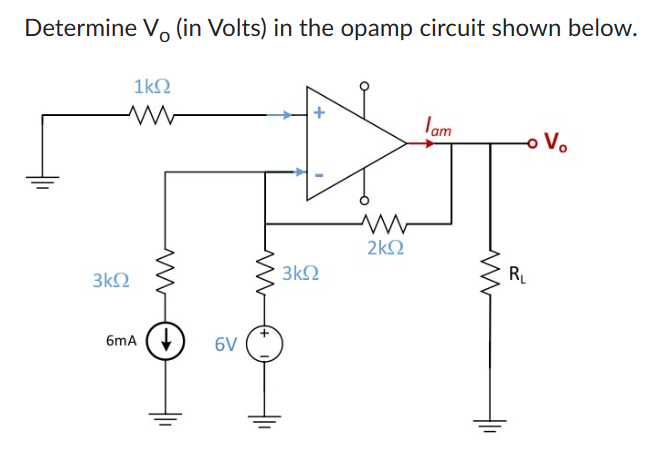 Solved Determine Vo (in Volts) in the opamp circuit shown | Chegg.com