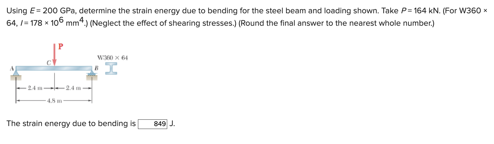 Solved Using E=200gpa, Determine The Strain Energy Due To 