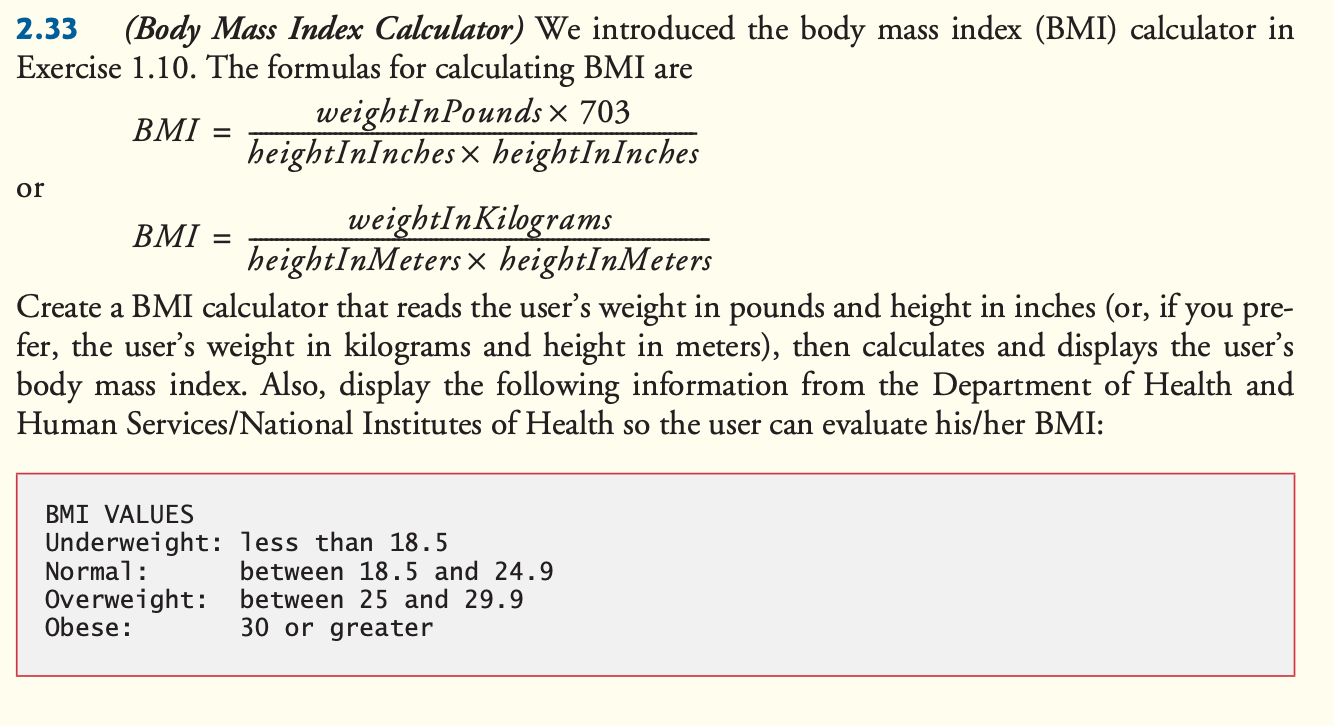 Body Mass Index Calculator