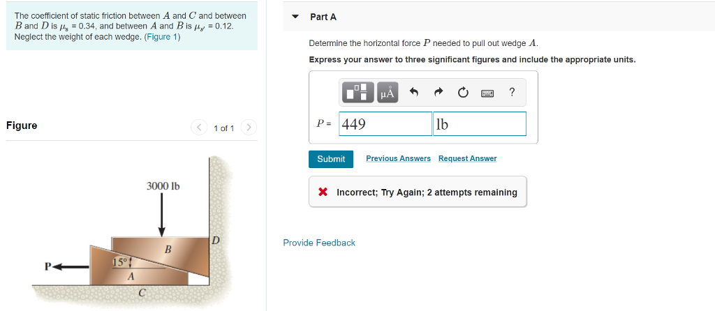 Solved The coefficient of static friction between A and C | Chegg.com