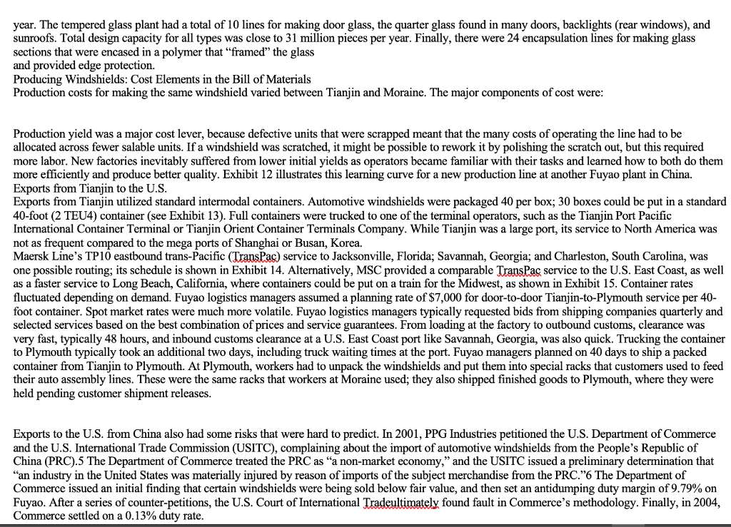 Fuyao Glass America Sourcing Decision case Wen Li,