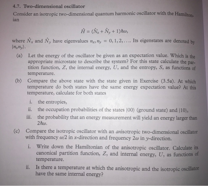 3.5. Entropy of a harmonic oscillator Consider an | Chegg.com
