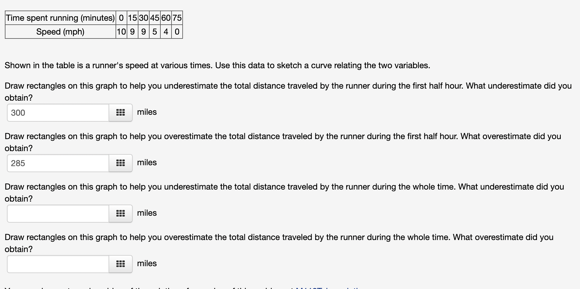Shown in the table is a runner's speed at various | Chegg.com
