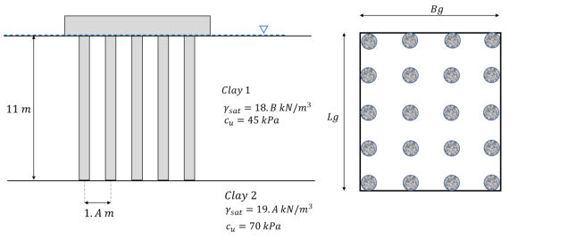The section of a 5x4 group pile in a layered | Chegg.com