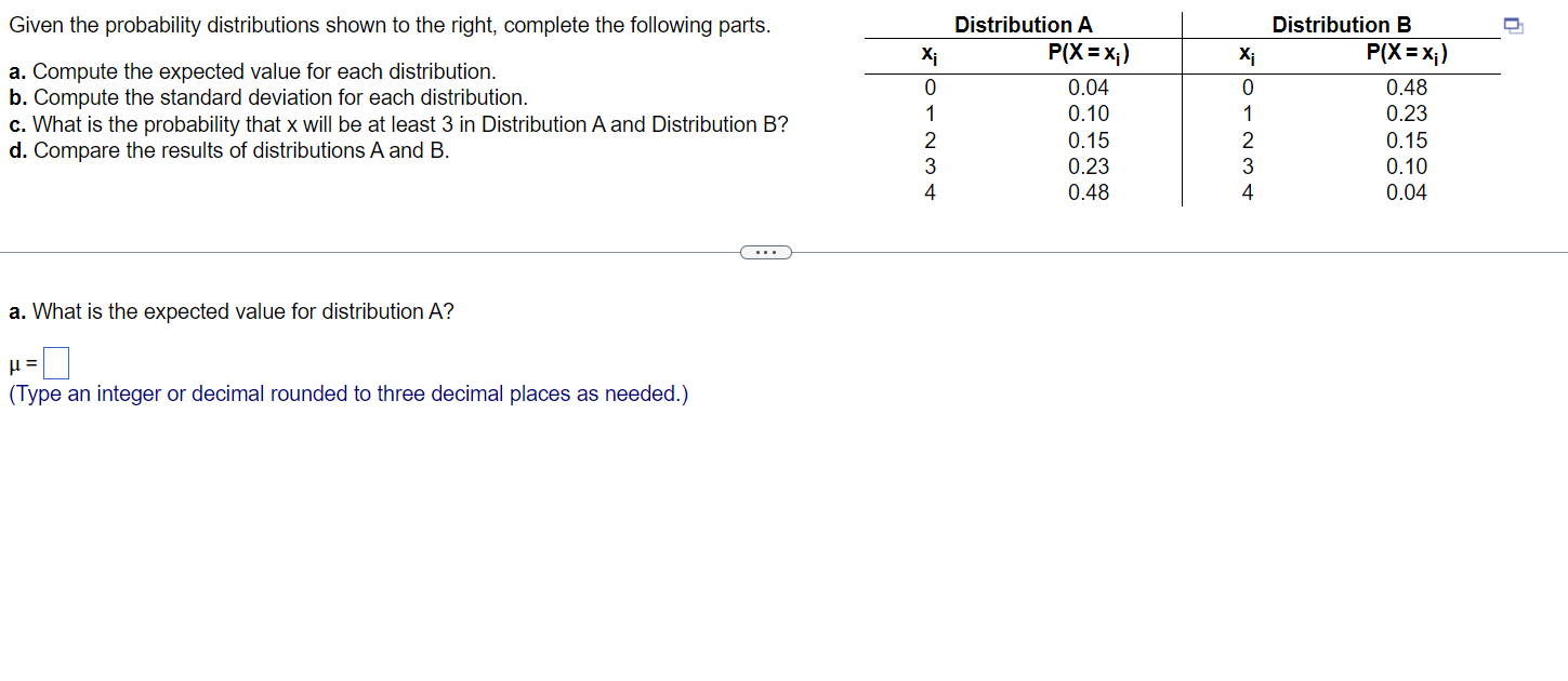 Solved Given the probability distributions shown to the | Chegg.com