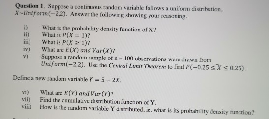 Solved Question 1. Suppose a continuous random variable | Chegg.com