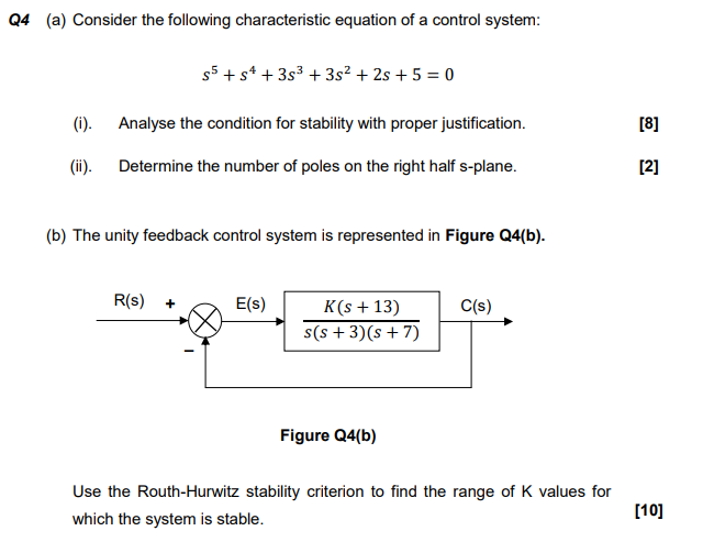 Solved Q4 (a) Consider The Following Characteristic Equation | Chegg.com