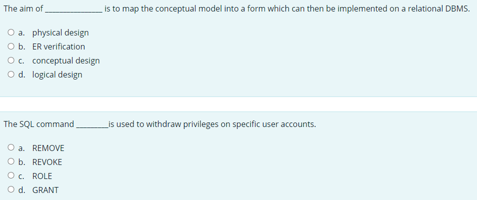 Solved Normalization Is Used To Design O A. Join | Chegg.com