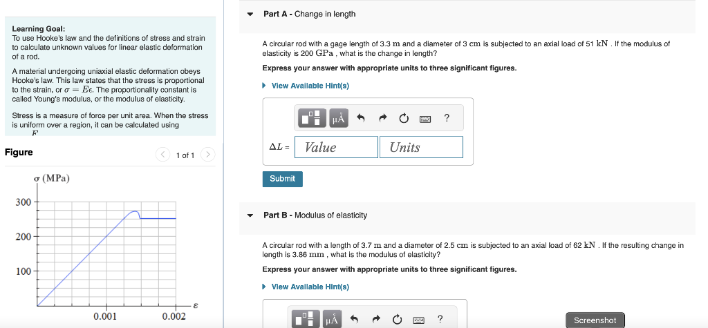 Solved Learning Goal: To use Hooke's law and the definitions | Chegg.com