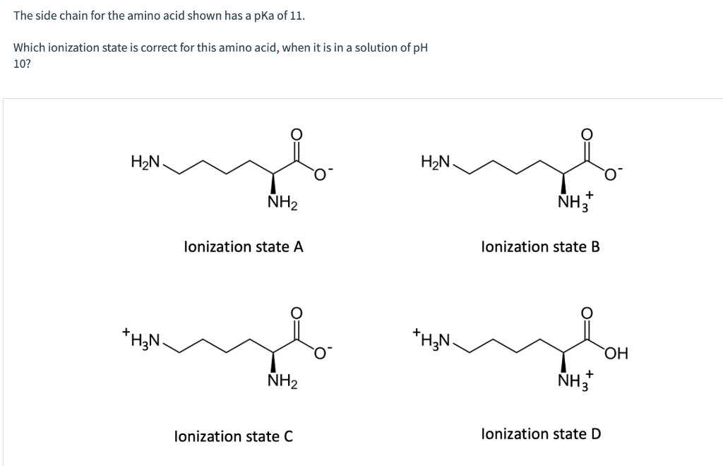 Solved The side chain for the amino acid shown has a pKa of