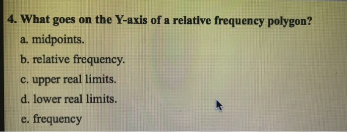 Solved 4. What goes on the Y-axis of a relative frequency | Chegg.com