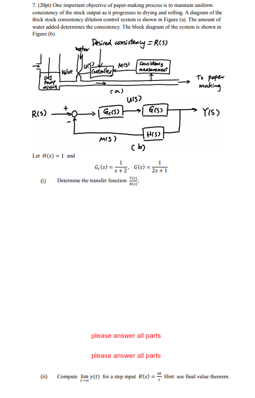 Solved 7. (20pt) One important objective of papermaking