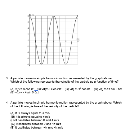 Solved 3. A particle moves in simple harmonic motion | Chegg.com