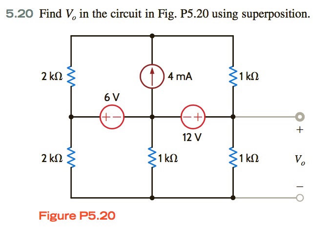 Solved Find V_0 in the circuit in Fig. P5.20 using | Chegg.com