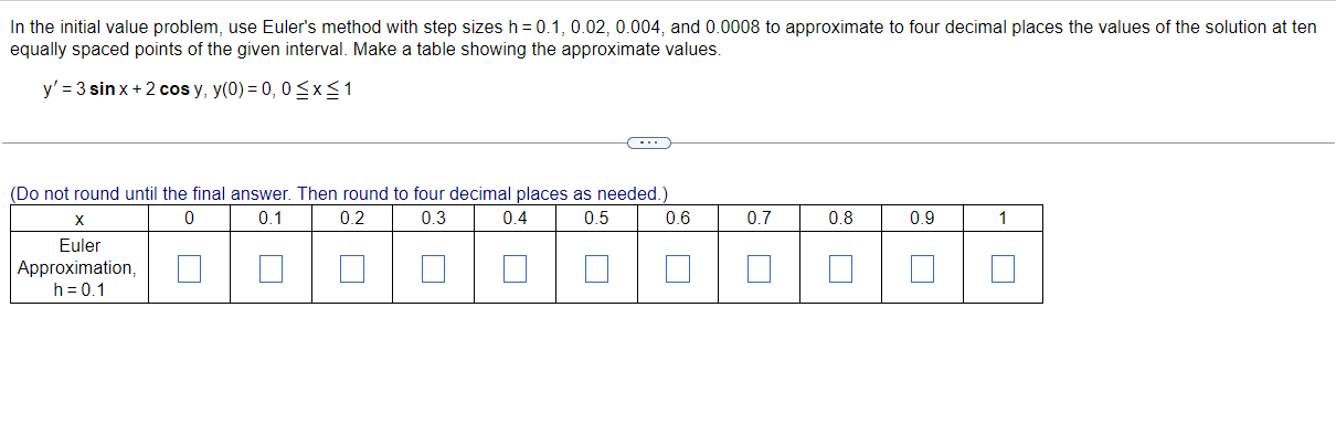 Solved In the initial value problem, use Euler's method with | Chegg.com
