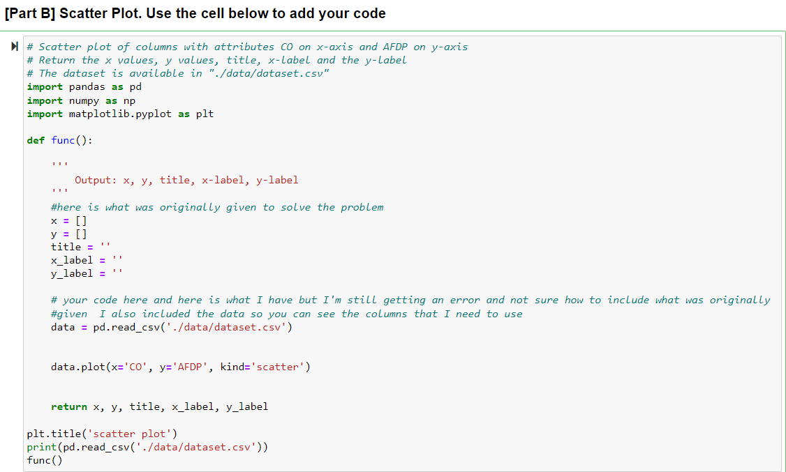 Solved [Part B] Scatter Plot. Use the cell below to add your | Chegg.com