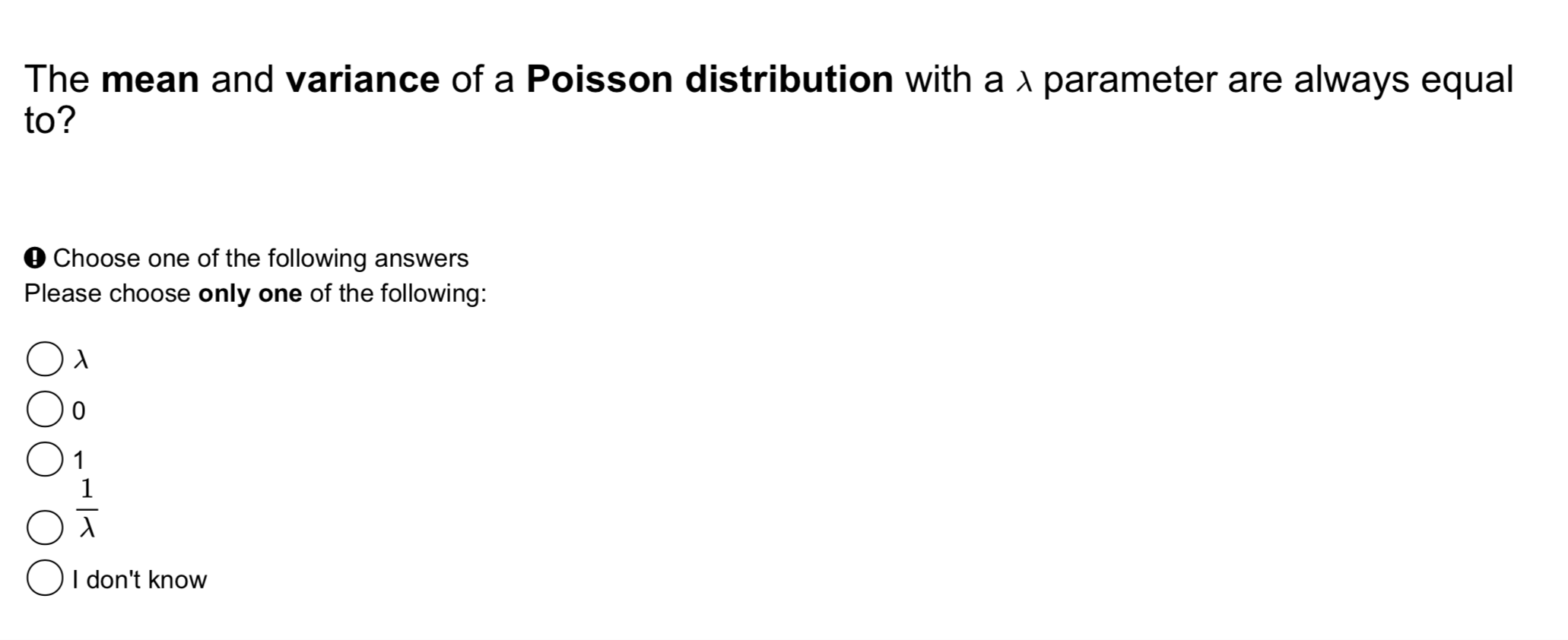Solved The mean and variance of a Poisson distribution with | Chegg.com