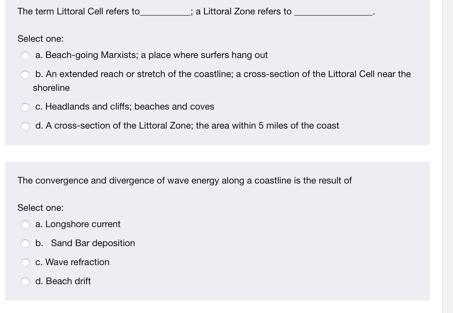 Solved The term Littoral Cell refers to ; a Littoral Zone | Chegg.com