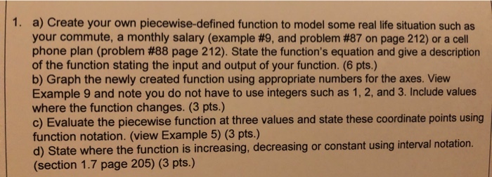 Solved 1 A Create Your Own Piecewise defined Function To Chegg