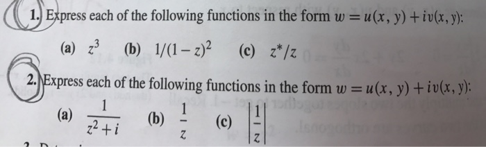 Solved Express each of the following functions in the form w | Chegg.com
