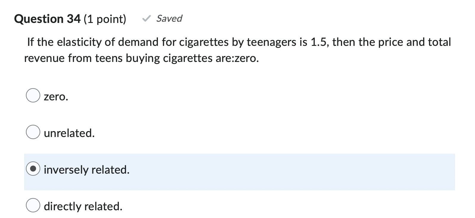 Solved If the elasticity of demand for cigarettes by