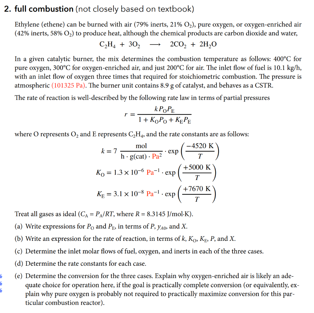 2. full combustion not closely based on textbook Chegg