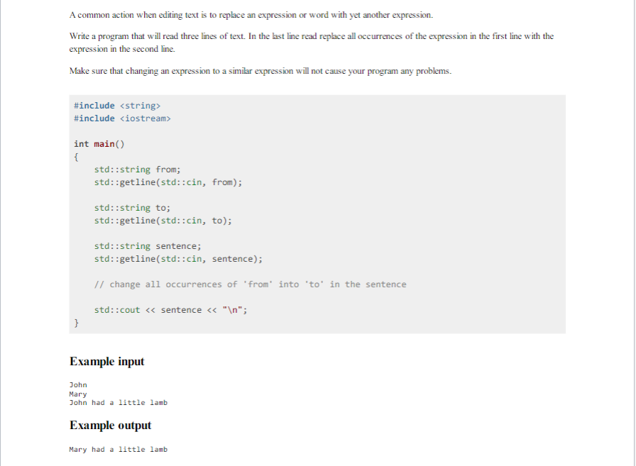 Solved A common action when editing text is to replace an | Chegg.com